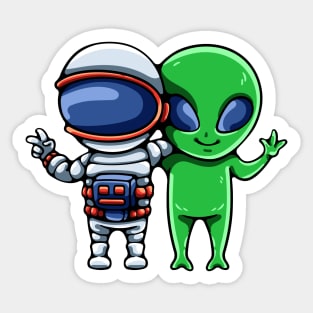 Best Friend Astronaut And Alien Sticker